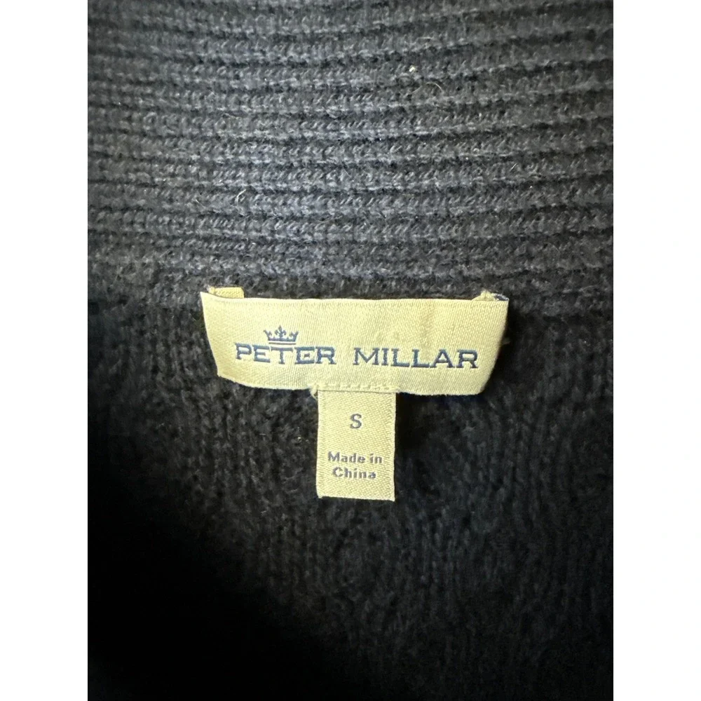 Peter‎ Millar Cable Knit Shawl Collar Sweater Blue Size S Baby Wool Yak Cashmere